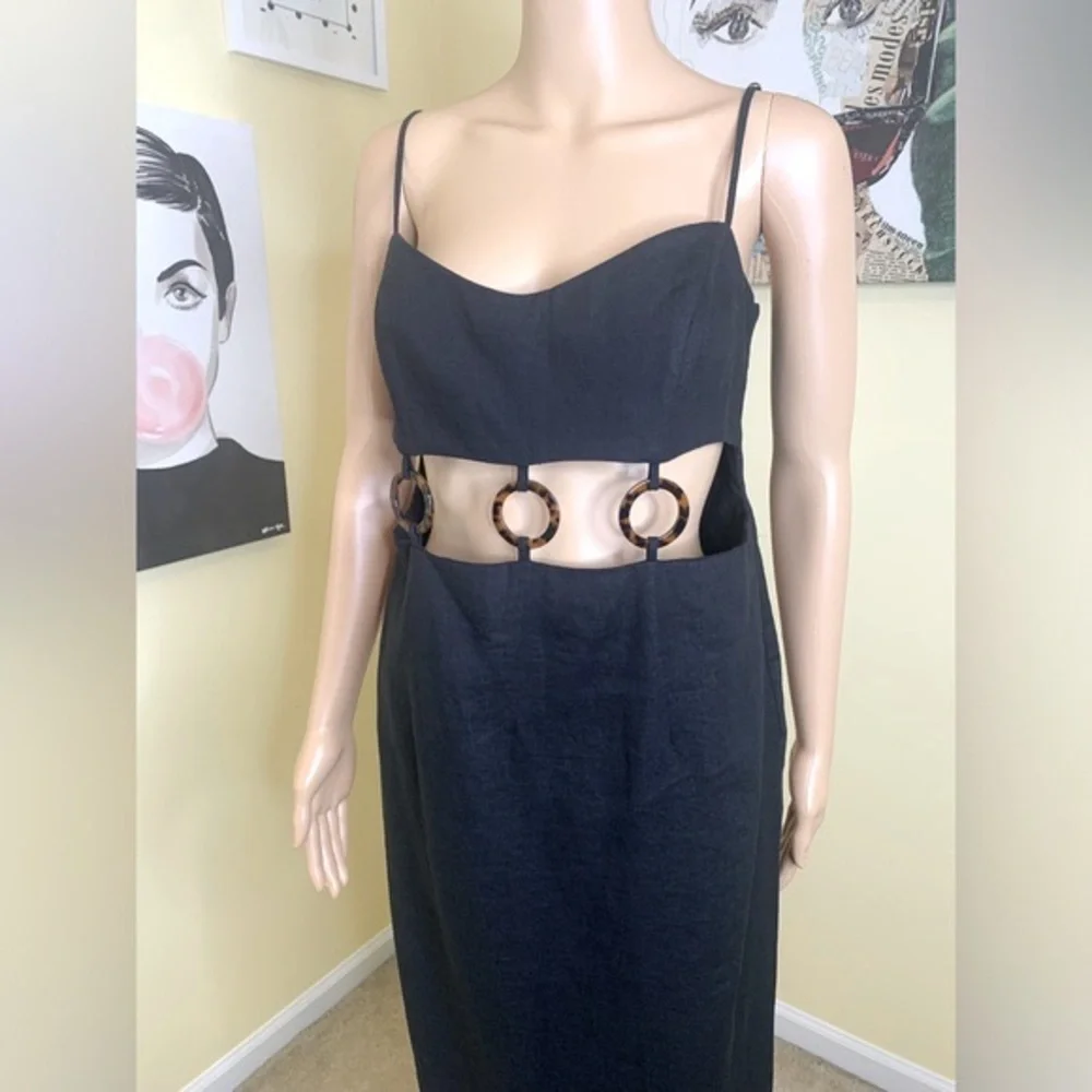 💫HP‼️💫 NWT Revolve RUMER 100% Linen “Bridget” Ring Maxi in Black, Size Large - Picture 9 of 17
